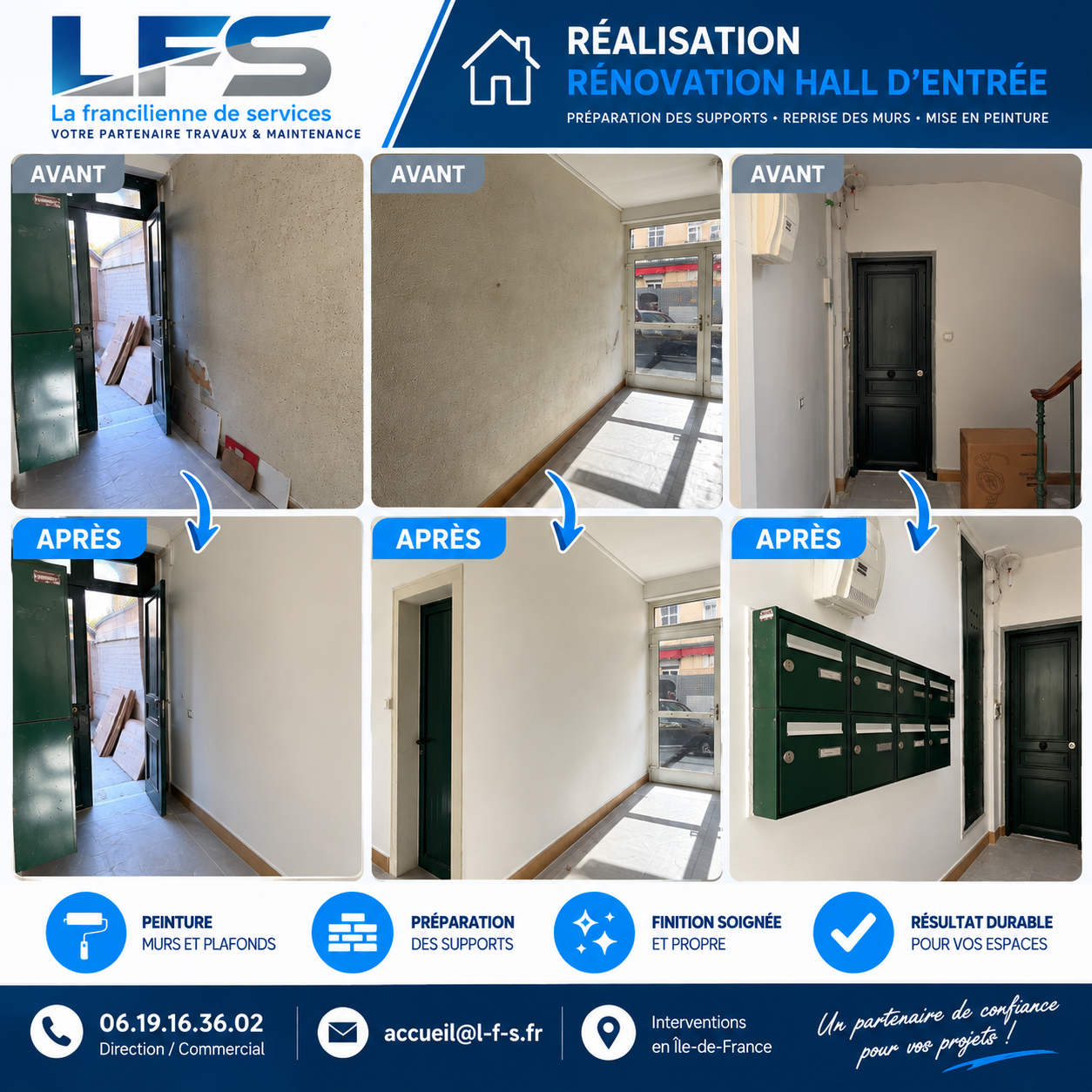 Rénovation d’un hall d’entrée, avant et après