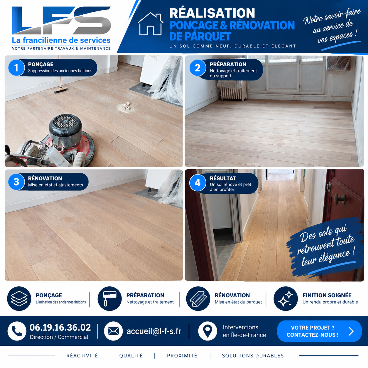 Ponçage et rénovation d’un parquet